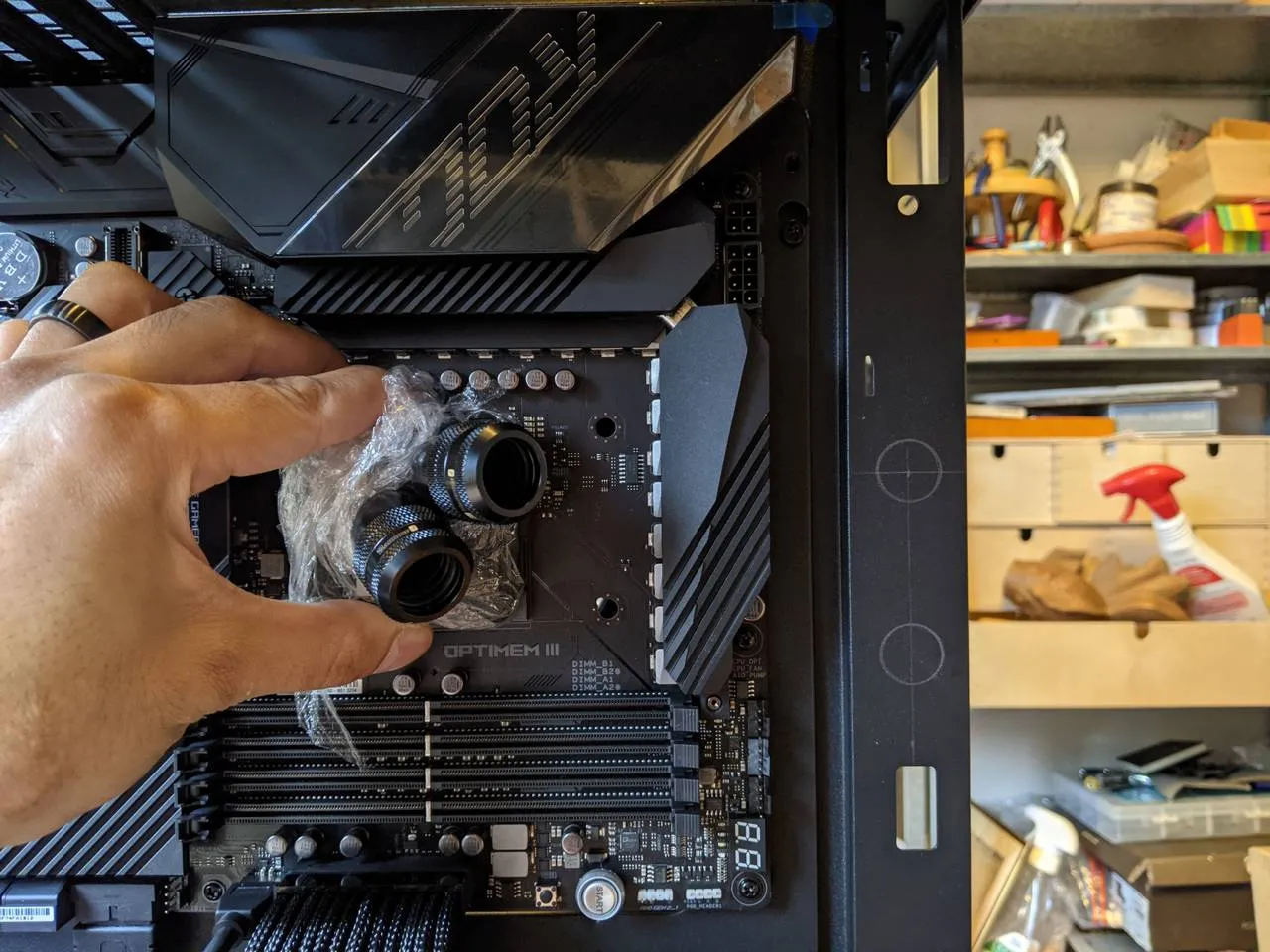 Marked out pass-through holes for CPU block