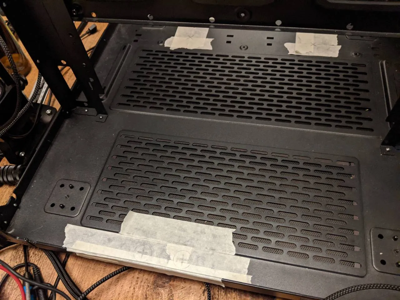 Masked out centres for floor pass-through holes
