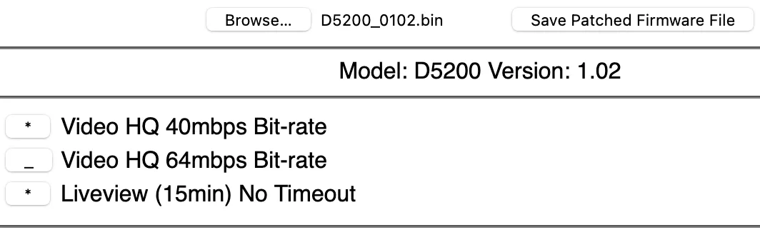 Nikon Patch - select patch features