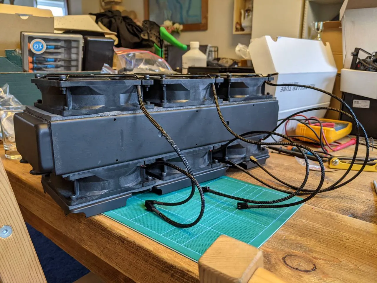 Fans all sleeved and terminated