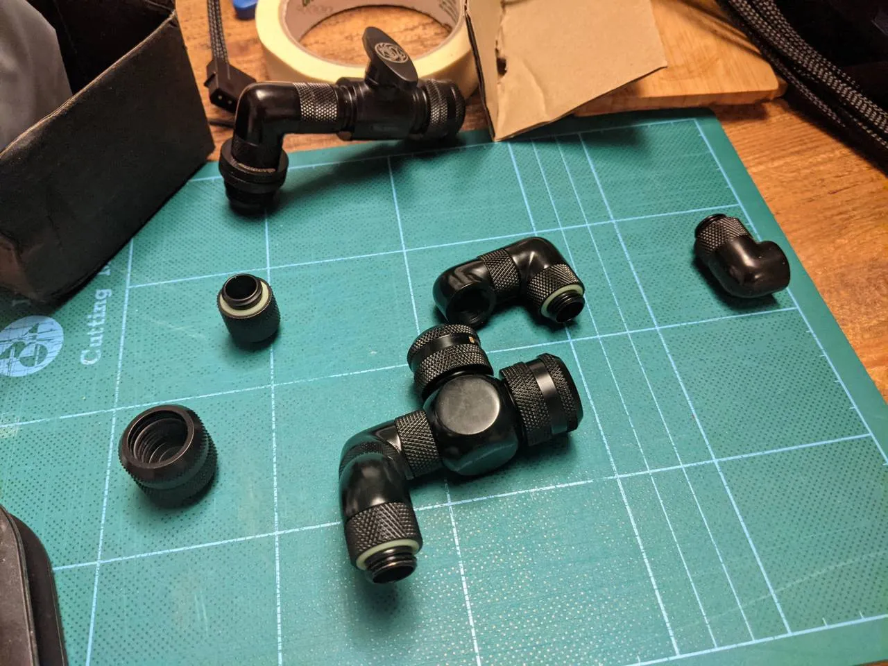 Barrow fittings for GPU loop radiator and drain