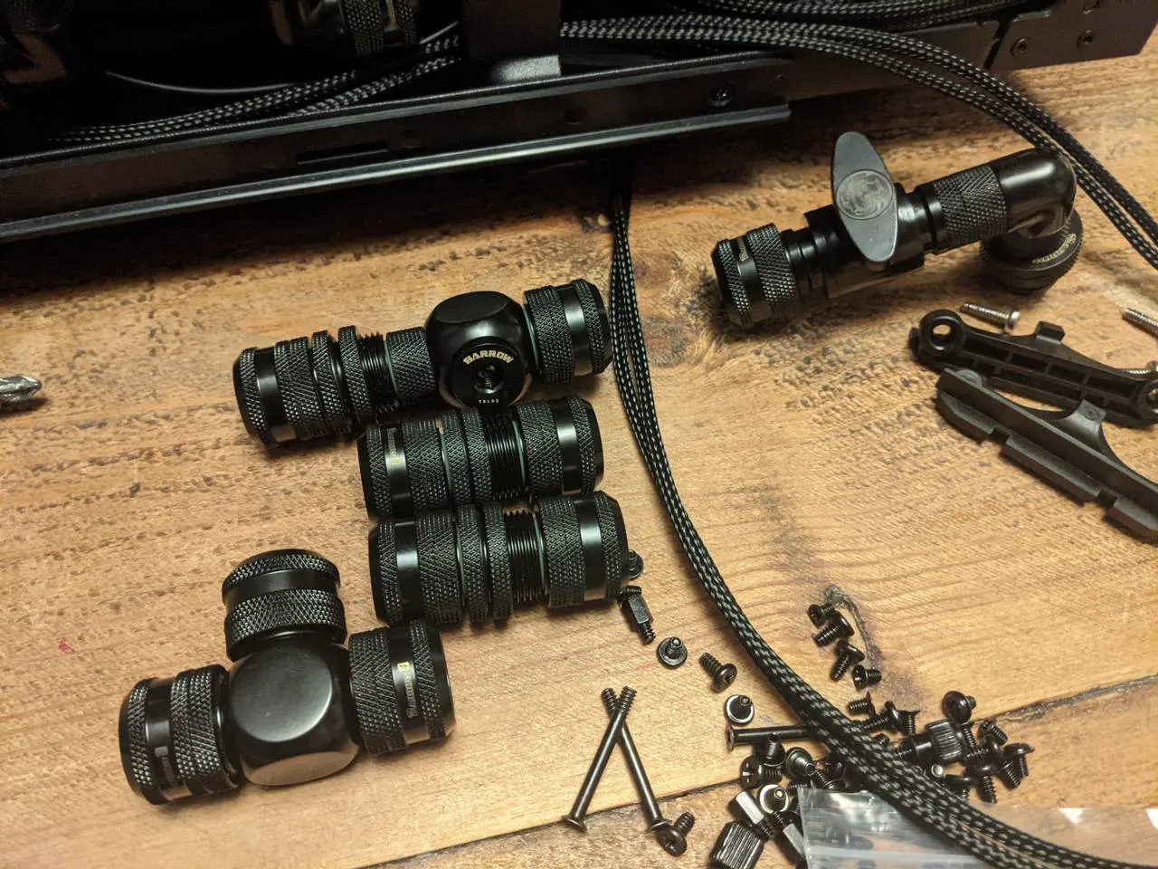 Barrow fittings for CPU loop pass-throughs and drain
