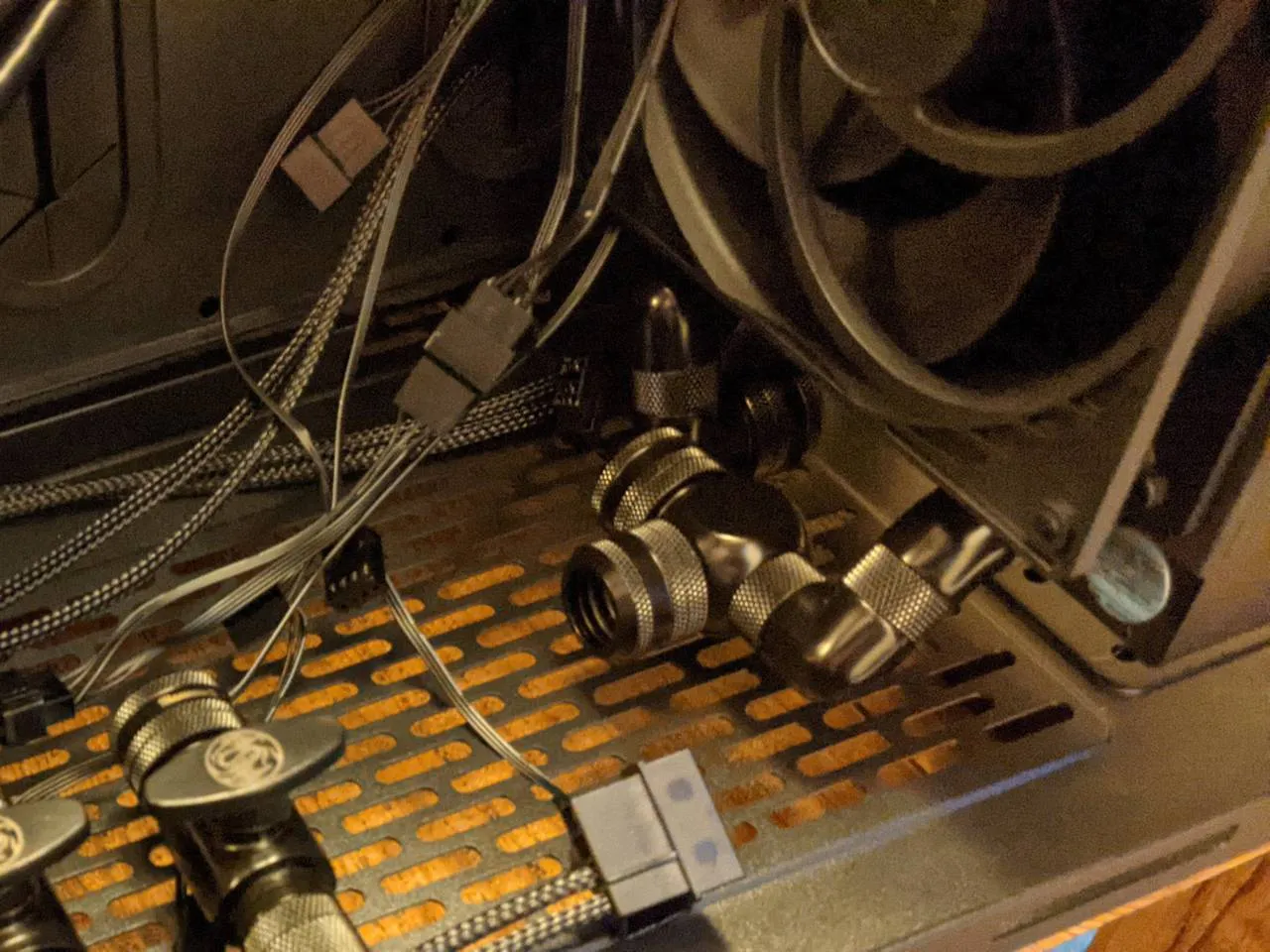 Barrow fittings installed on GPU loop radiator