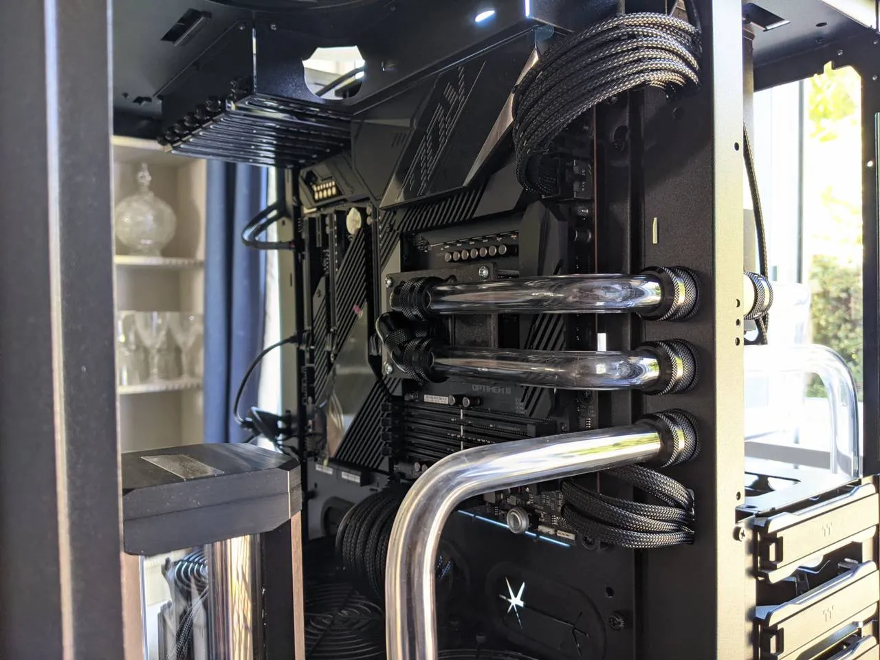 CPU block inlet tubing installed