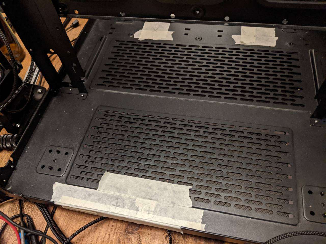 Masked out centres for floor pass-through holes