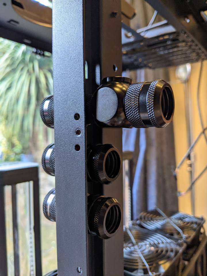 Compression fittings installed on rear of pass-throughs