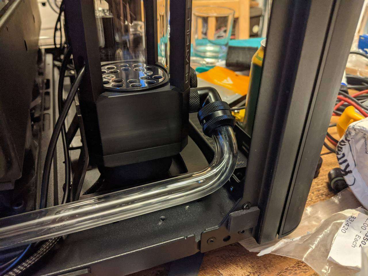 GPU loop pump-reservoir outlet connected