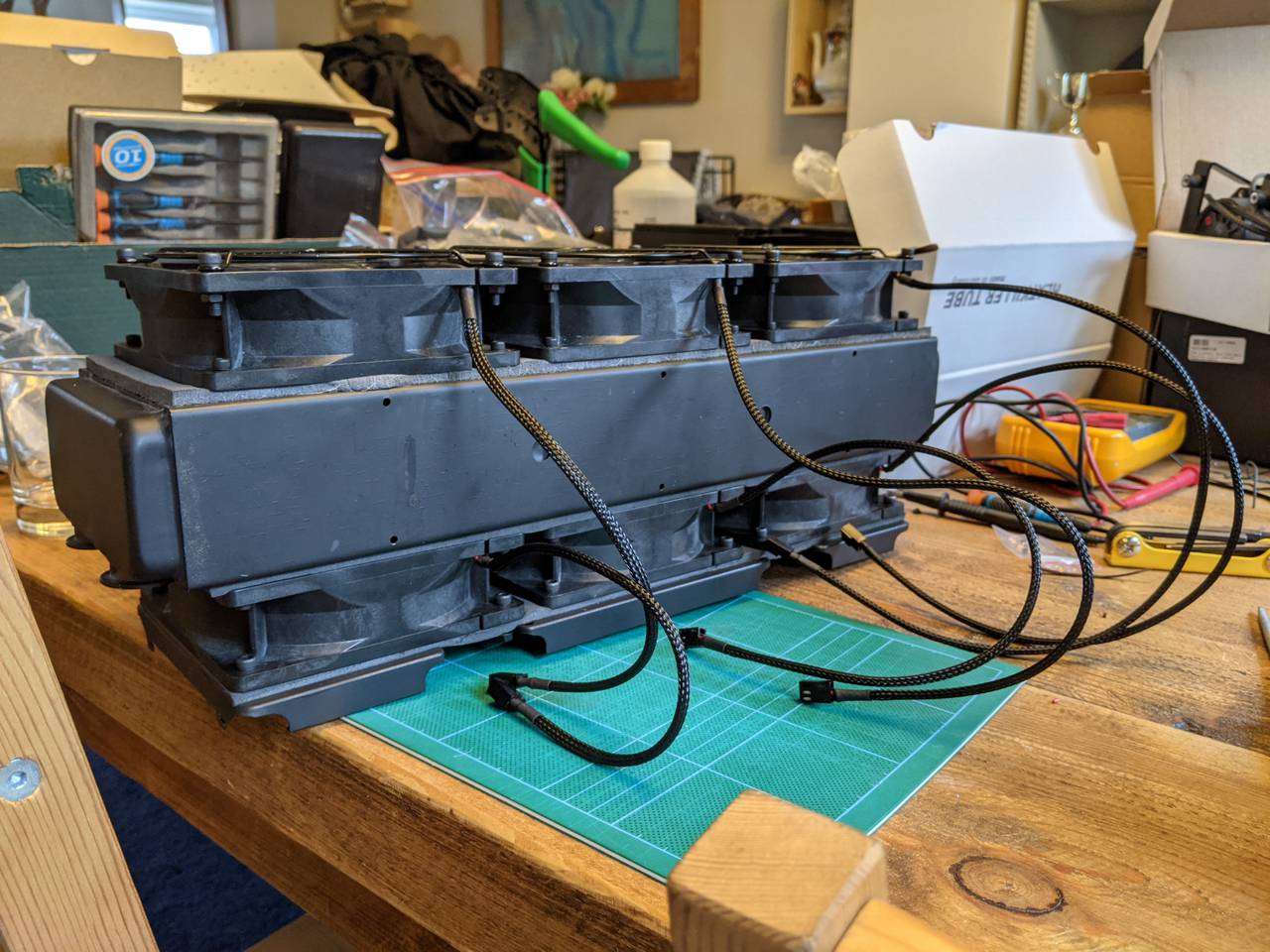 Fans all sleeved and terminated