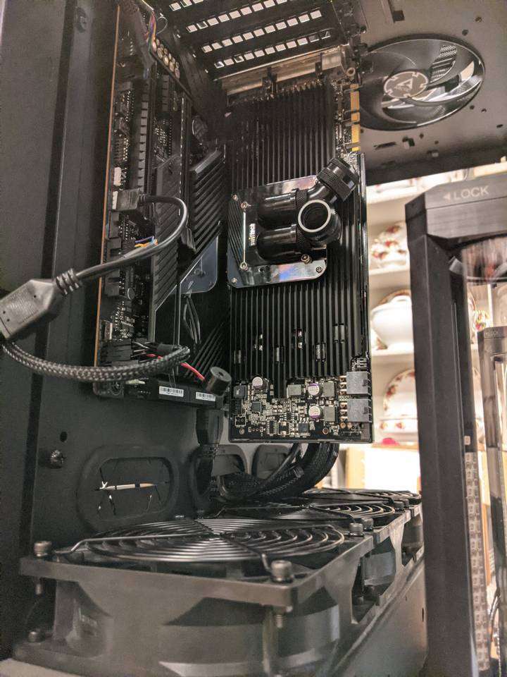 Test fitting graphics card, side view