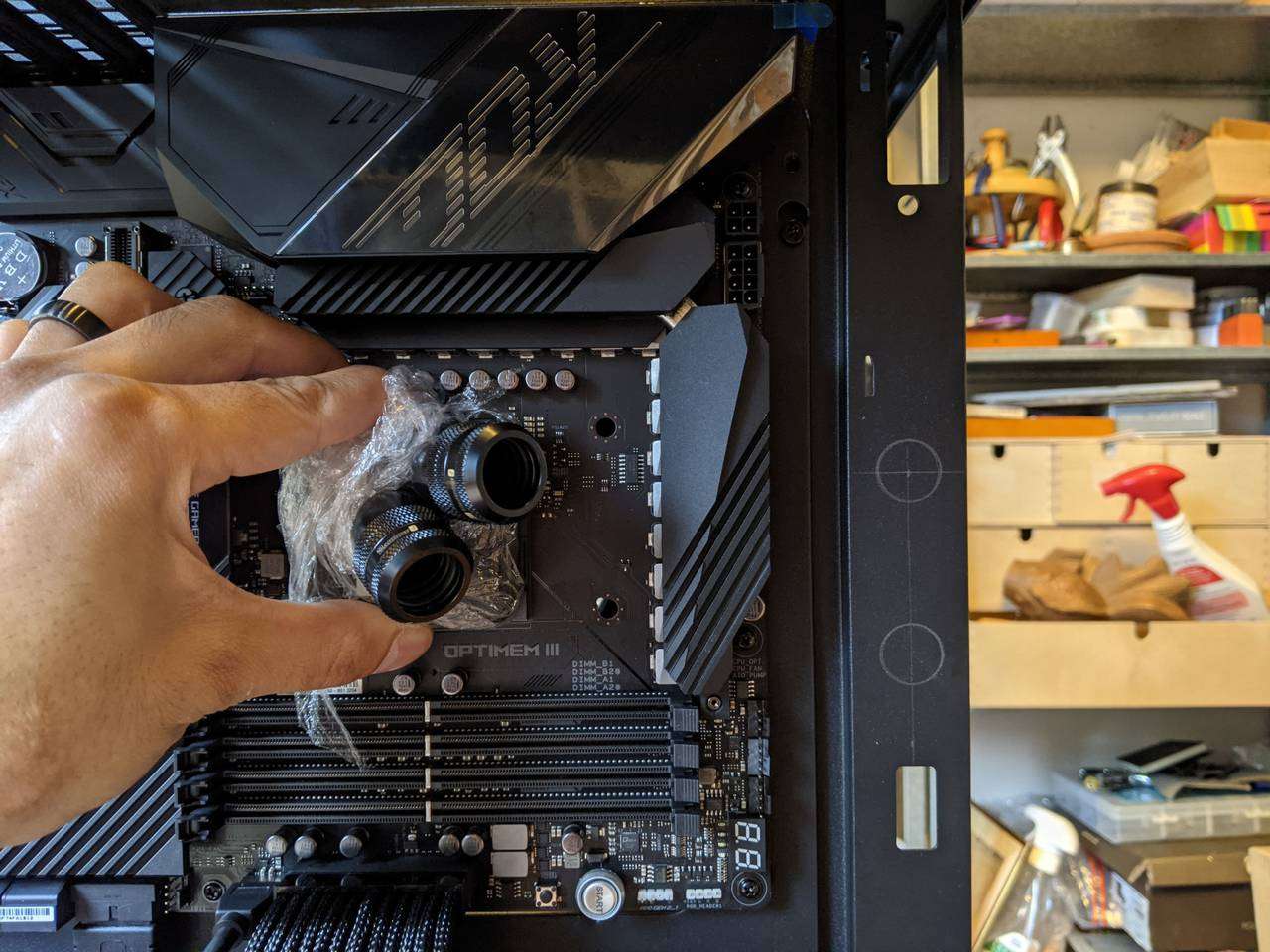 Marked out pass-through holes for CPU block
