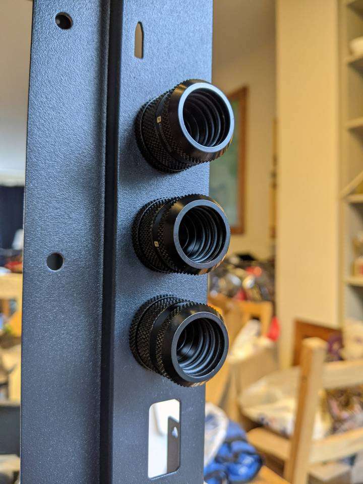 Compression fittings installed on pass-throughs