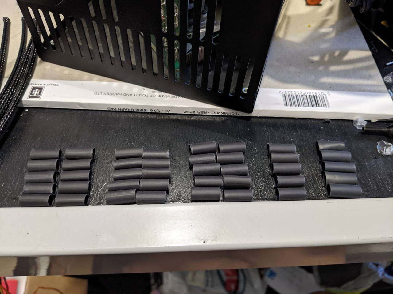 Black heatshrink, cut to 15mm